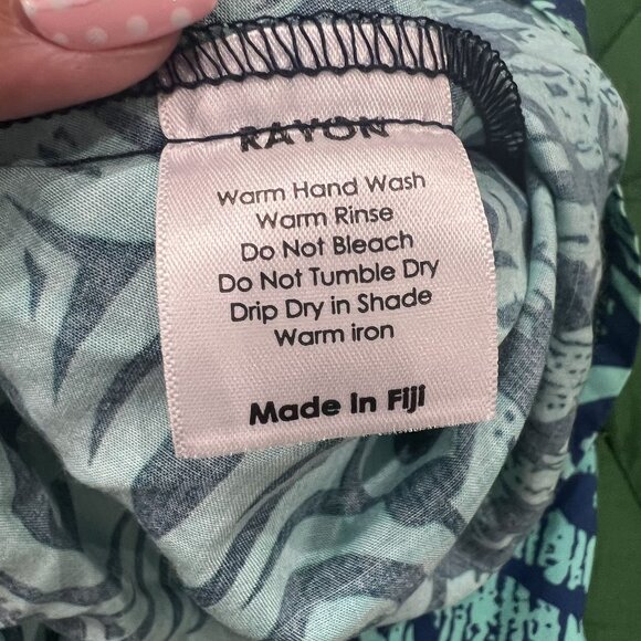 Sialei Tanoa Samoa Dress Toddler 2 Blue Green Sleeveless Umbrella Swing - Picture 5 of 5